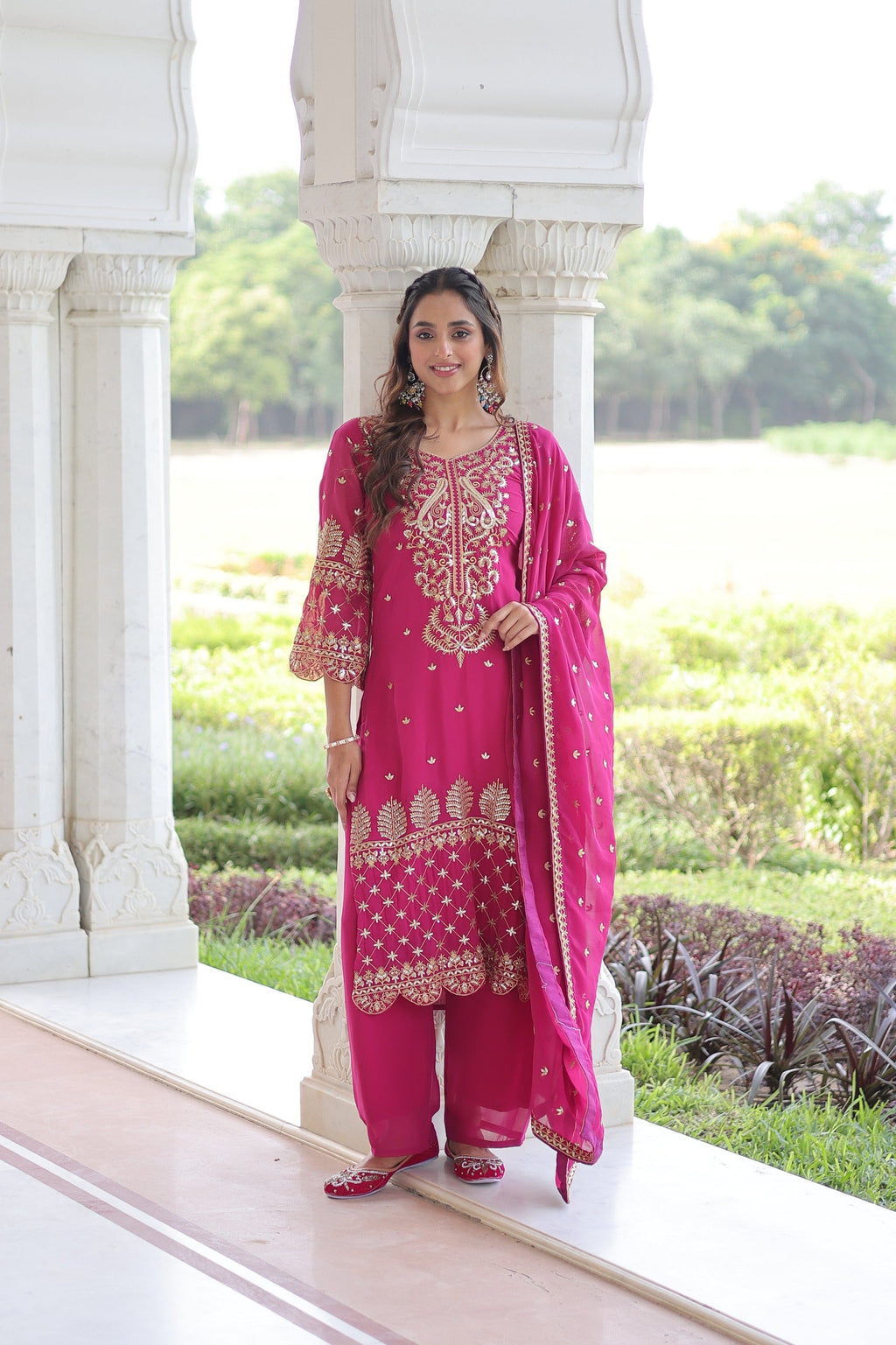 Prazu Fashion Pink Georgette Embroidered Designer Salwar Suit - Distacart