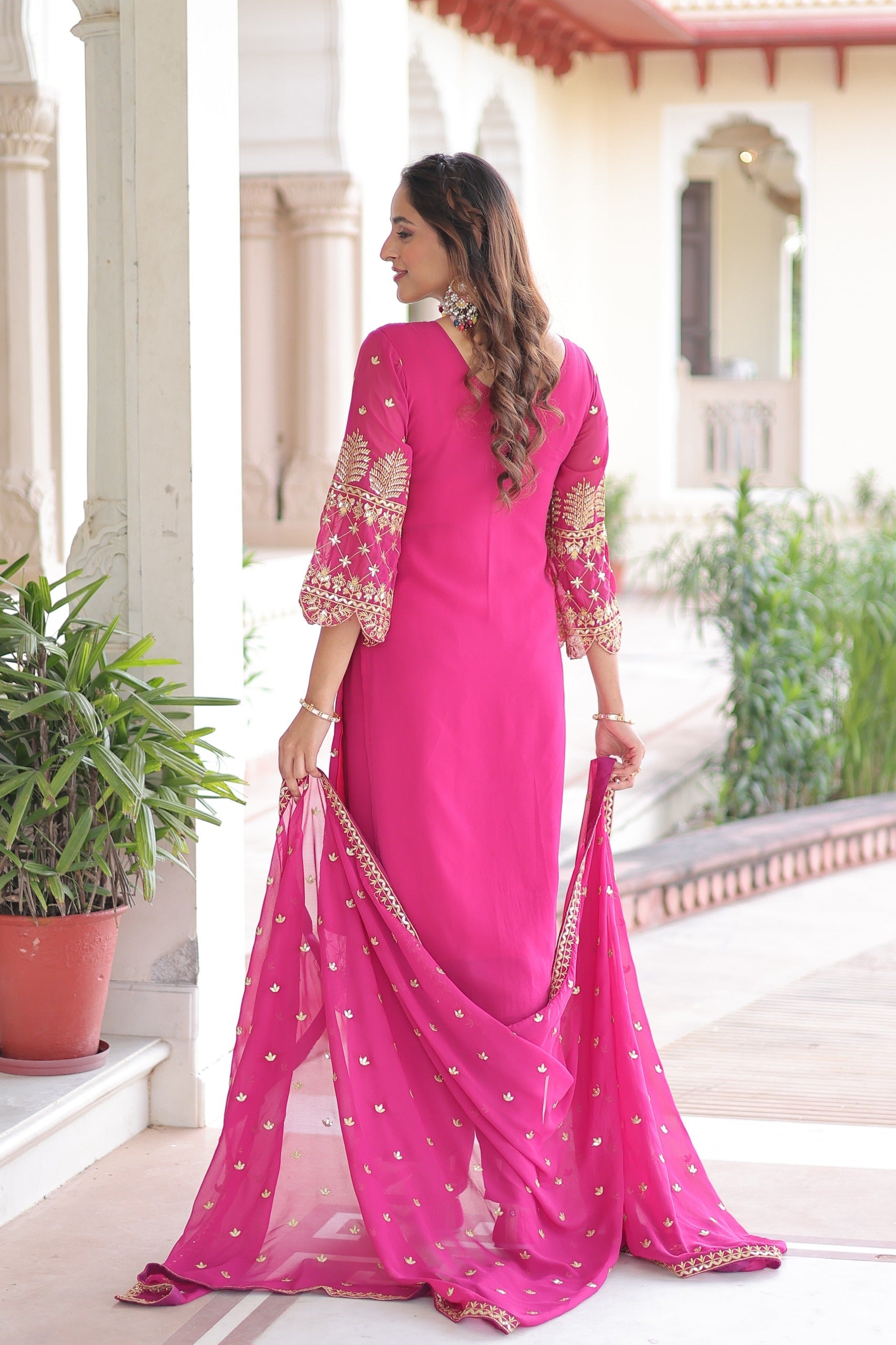Prazu Fashion Pink Georgette Embroidered Designer Salwar Suit - Distacart