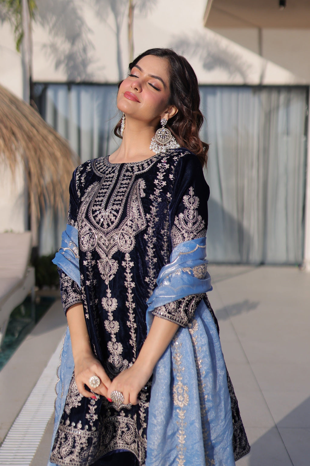 Prazu Fashion Navy Blue Velvet With Rich Zari Embroidered Work Salwar Suit - Distacart
