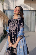Prazu Fashion Navy Blue Velvet With Rich Zari Embroidered Work Salwar Suit - Distacart