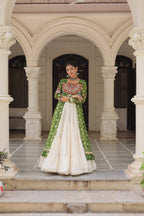 Prazu Fashion Mehendi Georgette Bandhani Print With Kutchi Patchwork Navratri Lehenga Kurti
