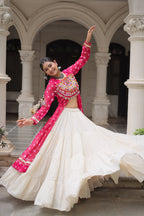 Prazu Fashion Pink Georgette Bandhani Print With Kutchi Patchwork Navratri Lehenga Kurti