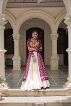 Prazu Fashion Wine Georgette Bandhani Print With Kutchi Patchwork Navratri Lehenga Kurti