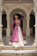 Prazu Fashion Wine Georgette Bandhani Print With Kutchi Patchwork Navratri Lehenga Kurti