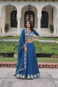 Prazu Fashion Royal Blue Vichitra Silk With Heavy Sequins Lehenga Choli