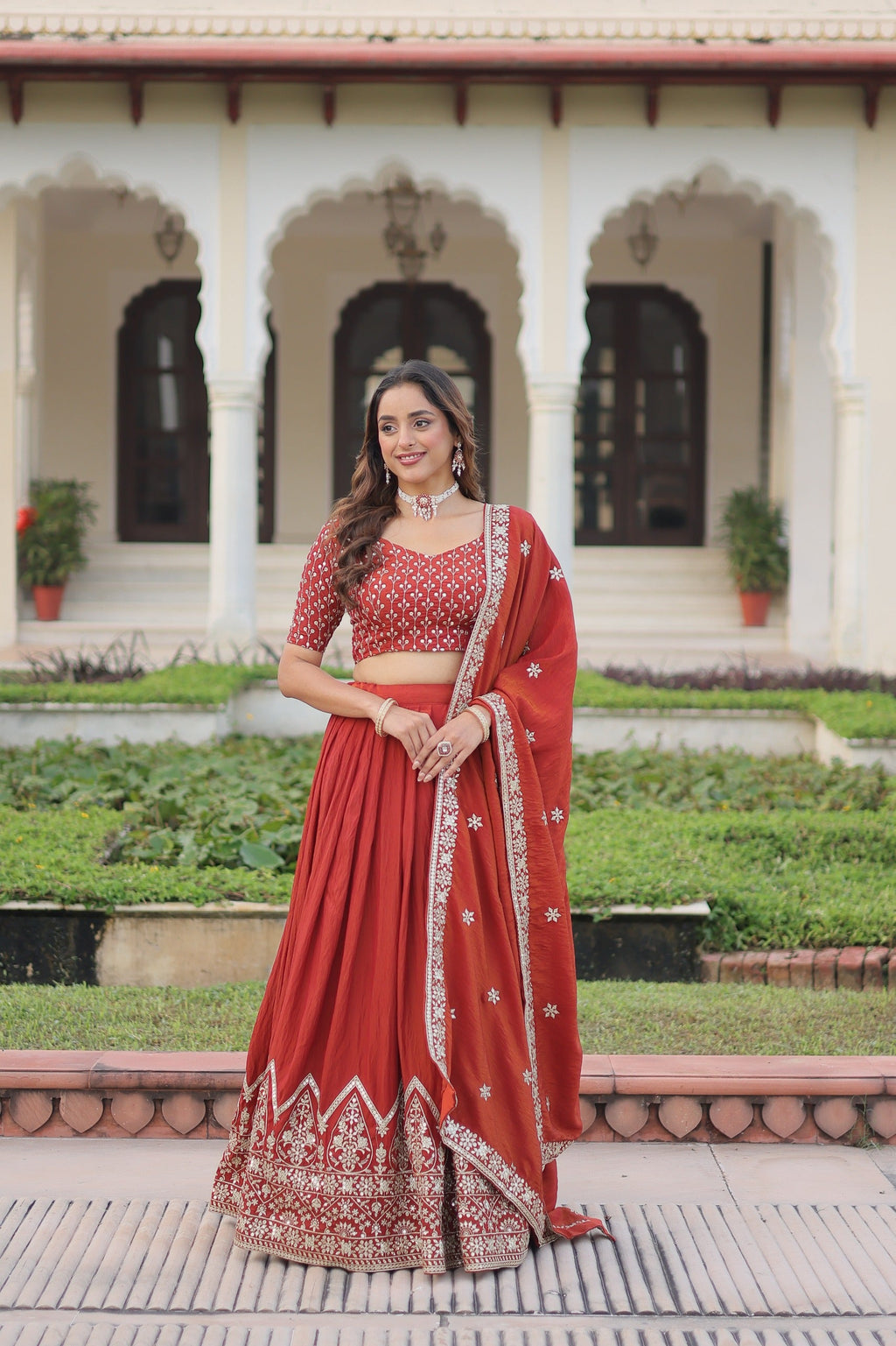 Prazu Fashion Dark Red Vichitra Silk With Heavy Sequins & Thread Lehenga Choli - Distacart