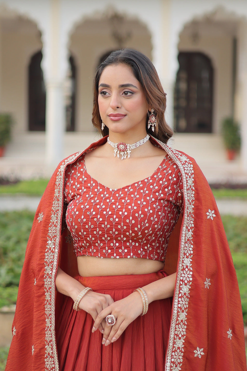 Prazu Fashion Dark Red Vichitra Silk With Heavy Sequins & Thread Lehenga Choli - Distacart