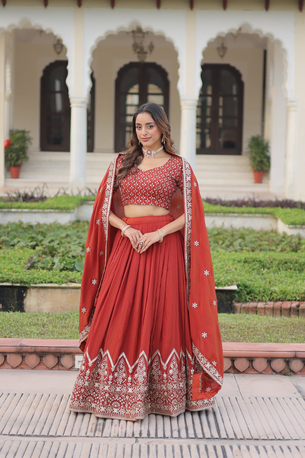 Prazu Fashion Dark Red Vichitra Silk With Heavy Sequins & Thread Lehenga Choli - Distacart