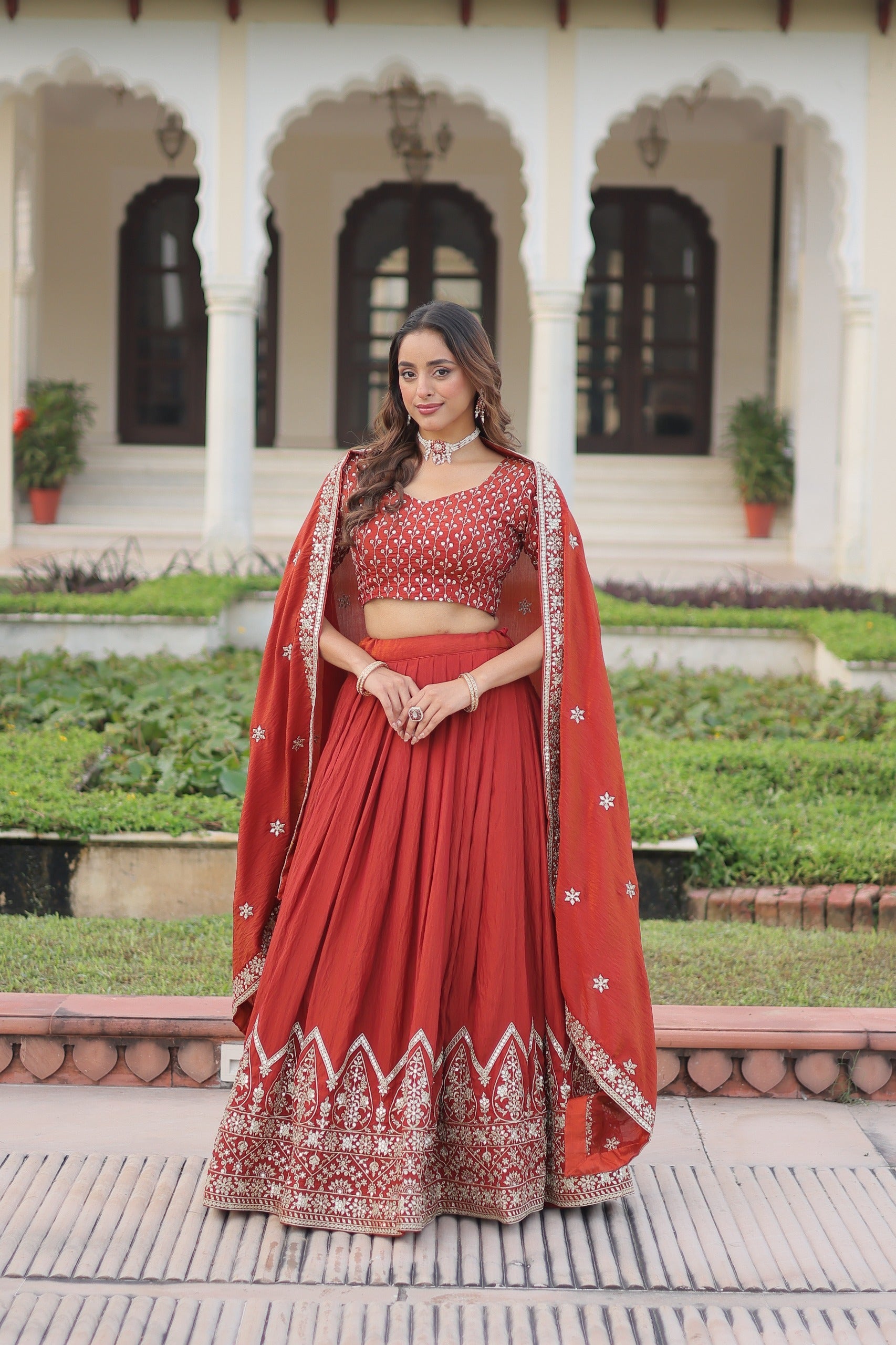 Prazu Fashion Dark Red Vichitra Silk With Heavy Sequins & Thread Lehenga Choli - Distacart