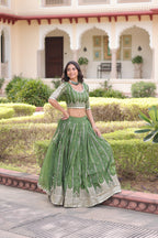 Prazu Fashion Mahendi Gold Crush With Sequins & Zari Embroidered Work Lehenga Choli - Distacart