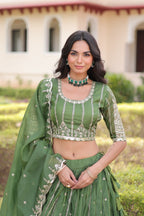 Prazu Fashion Mahendi Gold Crush With Sequins & Zari Embroidered Work Lehenga Choli - Distacart