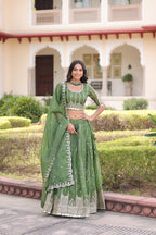 Prazu Fashion Mahendi Gold Crush With Sequins & Zari Embroidered Work Lehenga Choli - Distacart