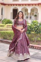 Prazu Fashion Wine Gold Crush With Sequins & Zari Embroidered Work Lehenga Choli - Distacart