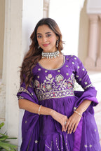 Prazu Fashion Violet Gold Crush With Multi Thread Embroidery Lehenga Choli - Distacart