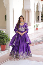 Prazu Fashion Violet Gold Crush With Multi Thread Embroidery Lehenga Choli - Distacart