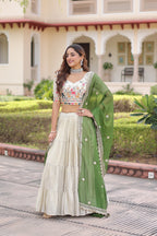 Prazu Fashion Off White Cosmos Silk With Standard Frill Stitching Embroidered Lehenga Choli - Distacart