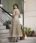 Kaajh Women's Green Floral Anarkali Kurta Pant Set - Distacart