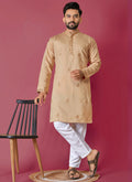 Prazu Fashion Beige Roman Silk Handwork Kurta With Pajama - Distacart