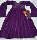 Aarshi Fashions Purple Geogette Wedding Gowns