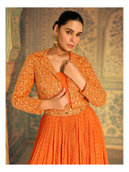 Aarshi Fashions Orange Silk Wedding Gowns