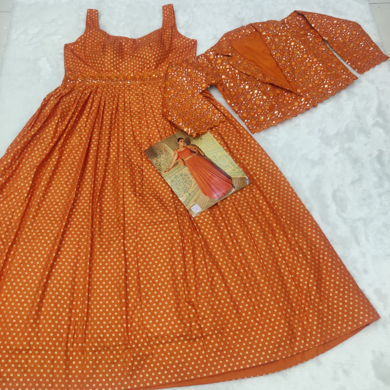 Aarshi Fashions Orange Silk Wedding Gowns