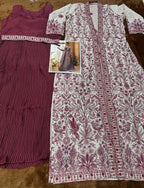 Aarshi Fashions Heavy Silks Purple Long Top With Silk Shrug