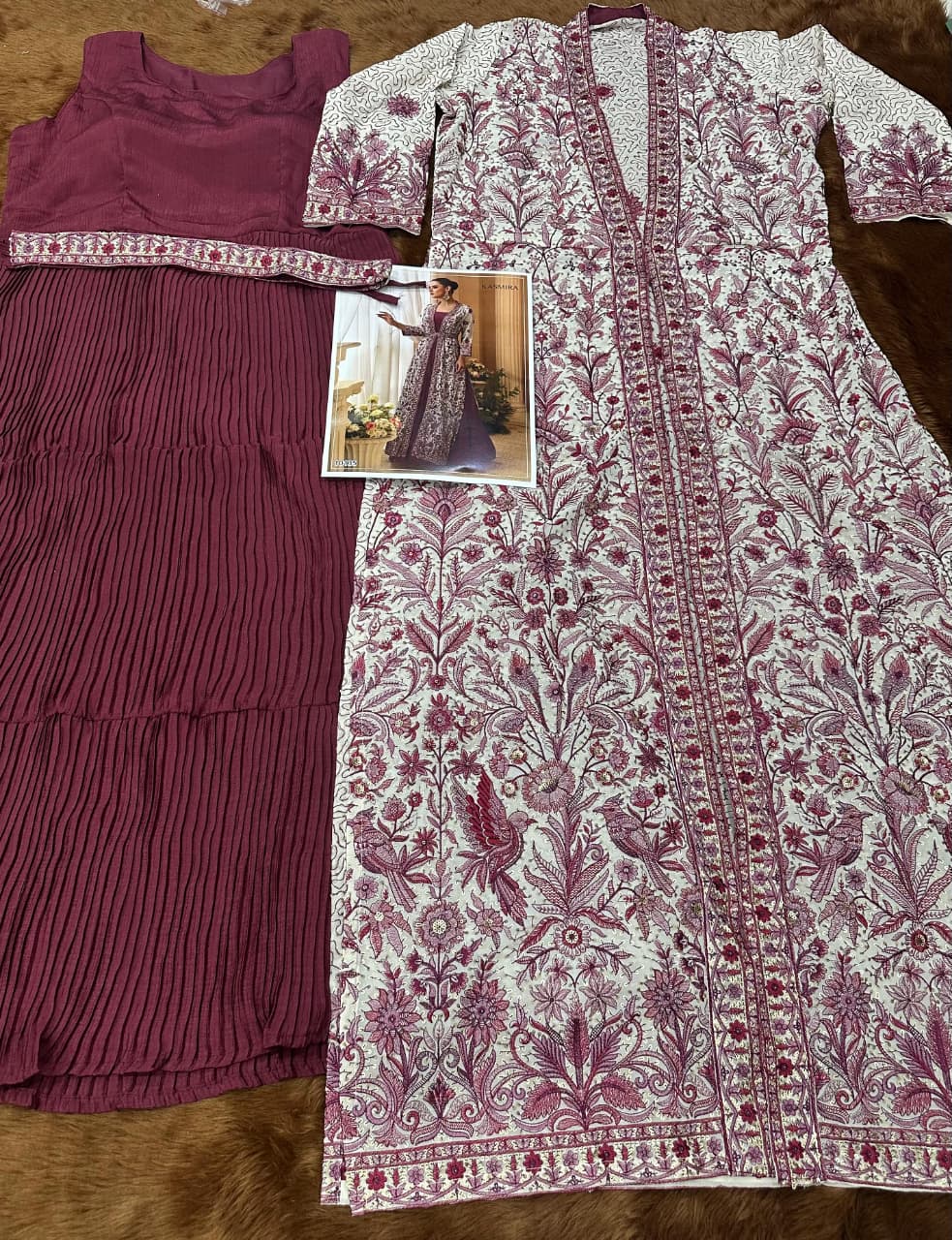 Aarshi Fashions Heavy Silks Purple Long Top With Silk Shrug