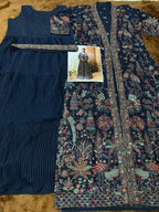 Aarshi Fashions Heavy Silks Teal Long Top With Silk Shrug