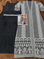 Aarshi Fashions Heavy Silks Black Long Top With Silk Shrug