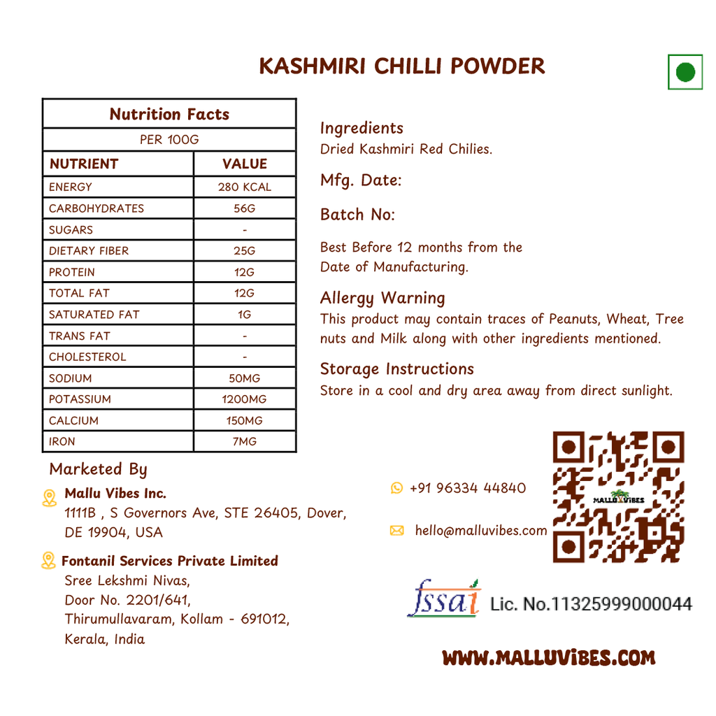 Mallu Vibes Kashmiri Chilli Powder - Distacart