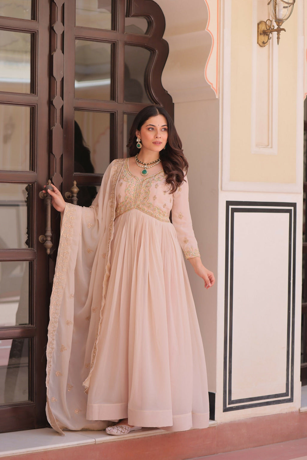 Joban Fashion Chiku Georgette Sequence Embroidery Work Kurta Set - Distacart