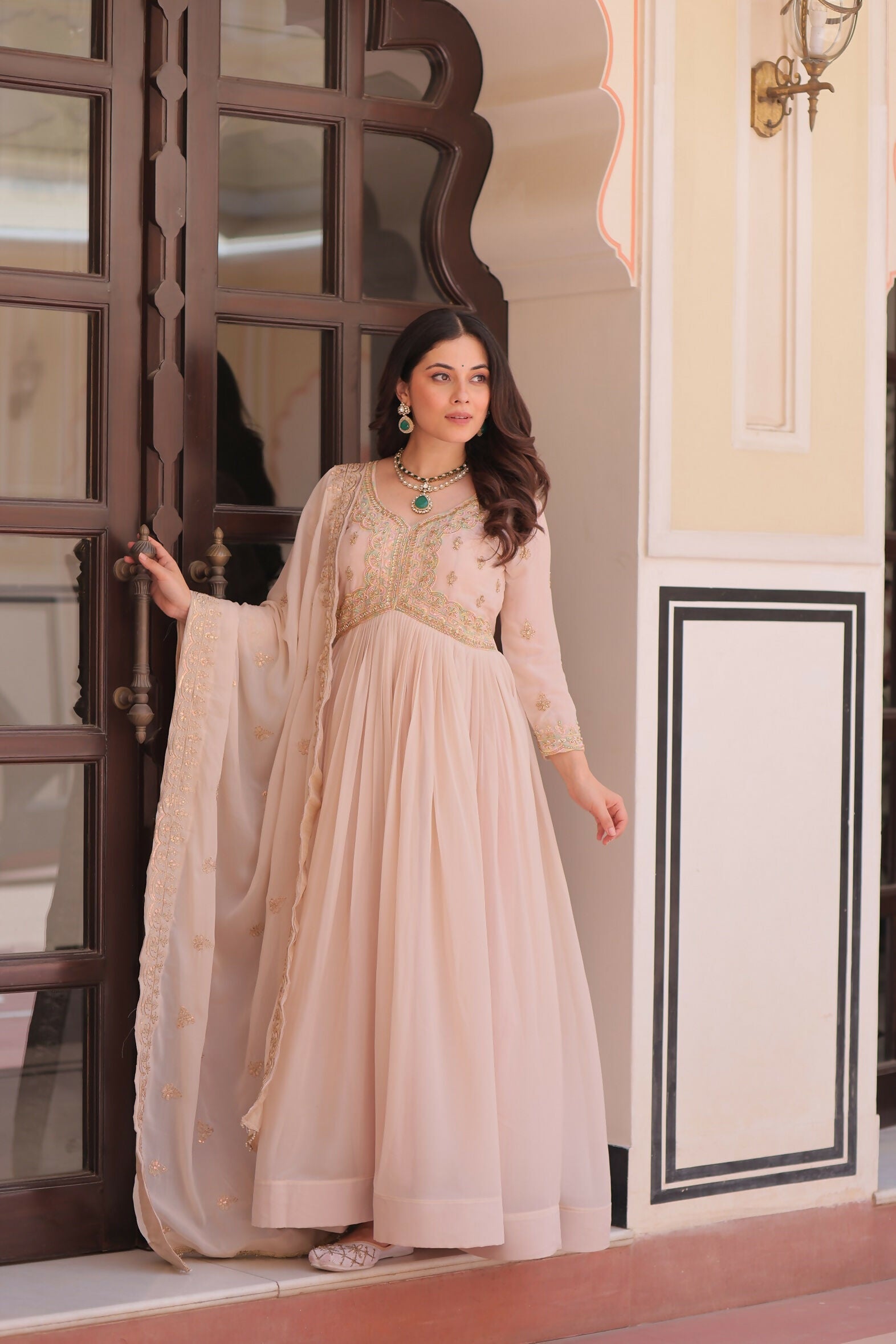 Joban Fashion Chiku Georgette Sequence Embroidery Work Kurta Set - Distacart