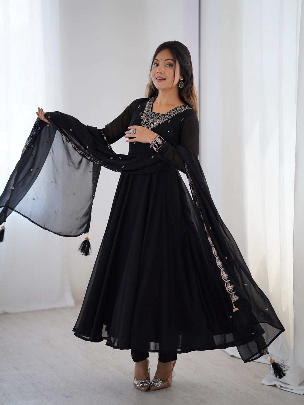Lehenga Mart Designer Anarkali Suit for Women or Girls - Black