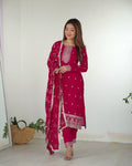 Lehenga Mart Designer Kurta Pant Dupatta - pink