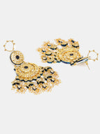Ruby Raang 22k Gold Polished Kundan Chand Earrings With Ear Chains - Distacart