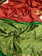 DEIANA'S Beautiful Designer Golden zari Soft Lichi Silk Saree - Red