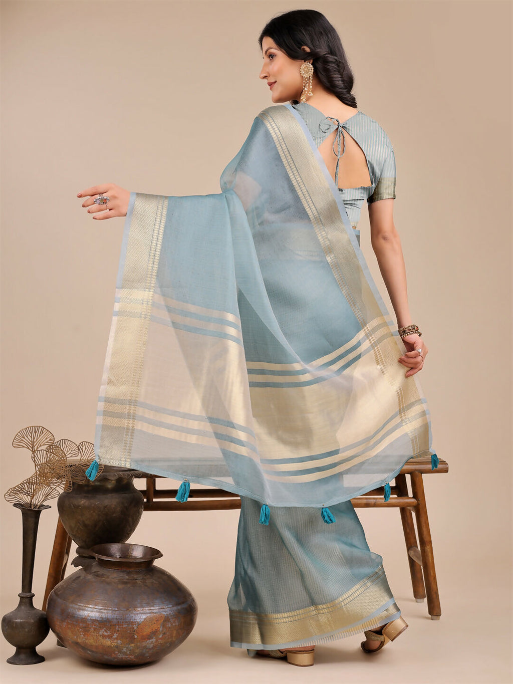 Shree Shyam Fashion Seoul Sea Green Organza Saree