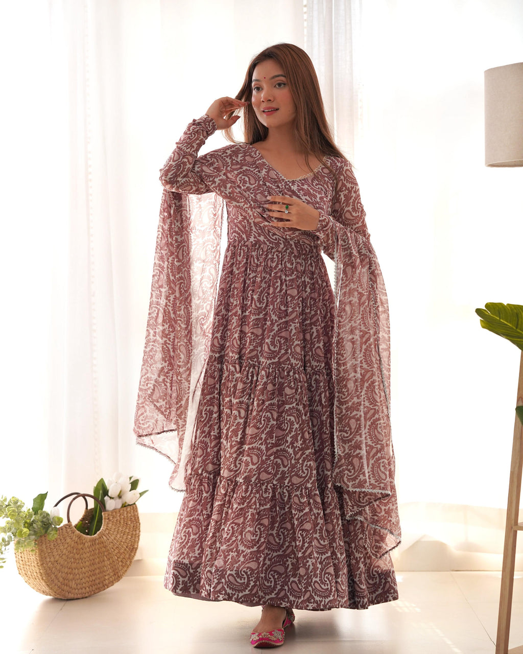 Lehenga Mart Wedding Wear Anarkali Suit With Dupatta - Multi Color