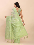 Shree Shyam Fashion Linen Cotton Light Green Saree - Distacart