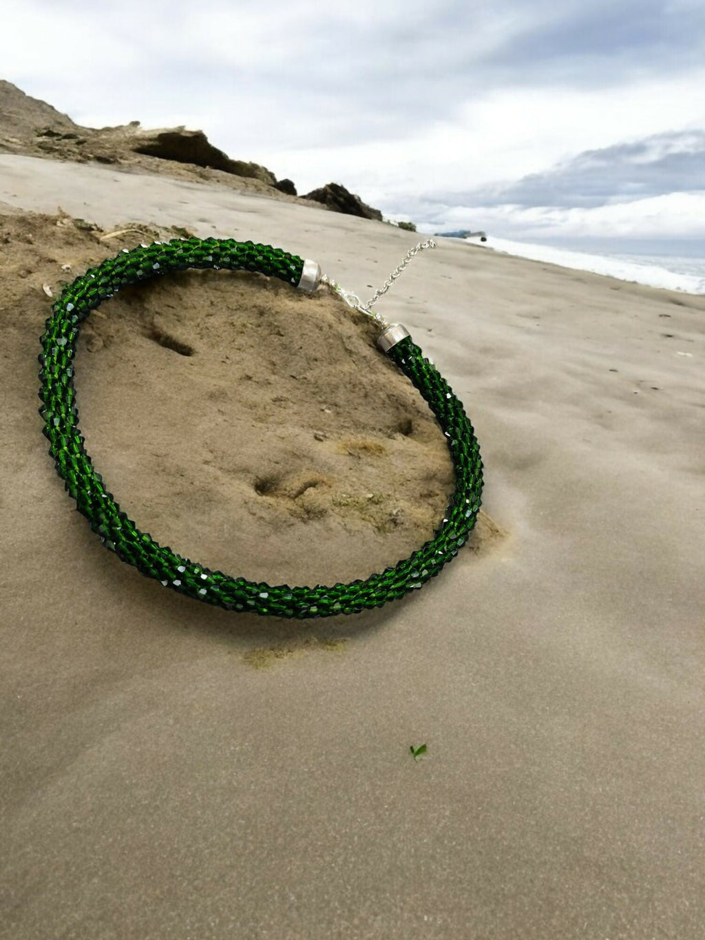 Inhanns Noor-E-Jalwa – Handmade Crystal Bead Necklace -Adjustable - Green Only Necklace