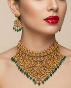 Jewel City Divine Elegance With This Exquisite Antique Gold Lakshmi Temple Necklace Set