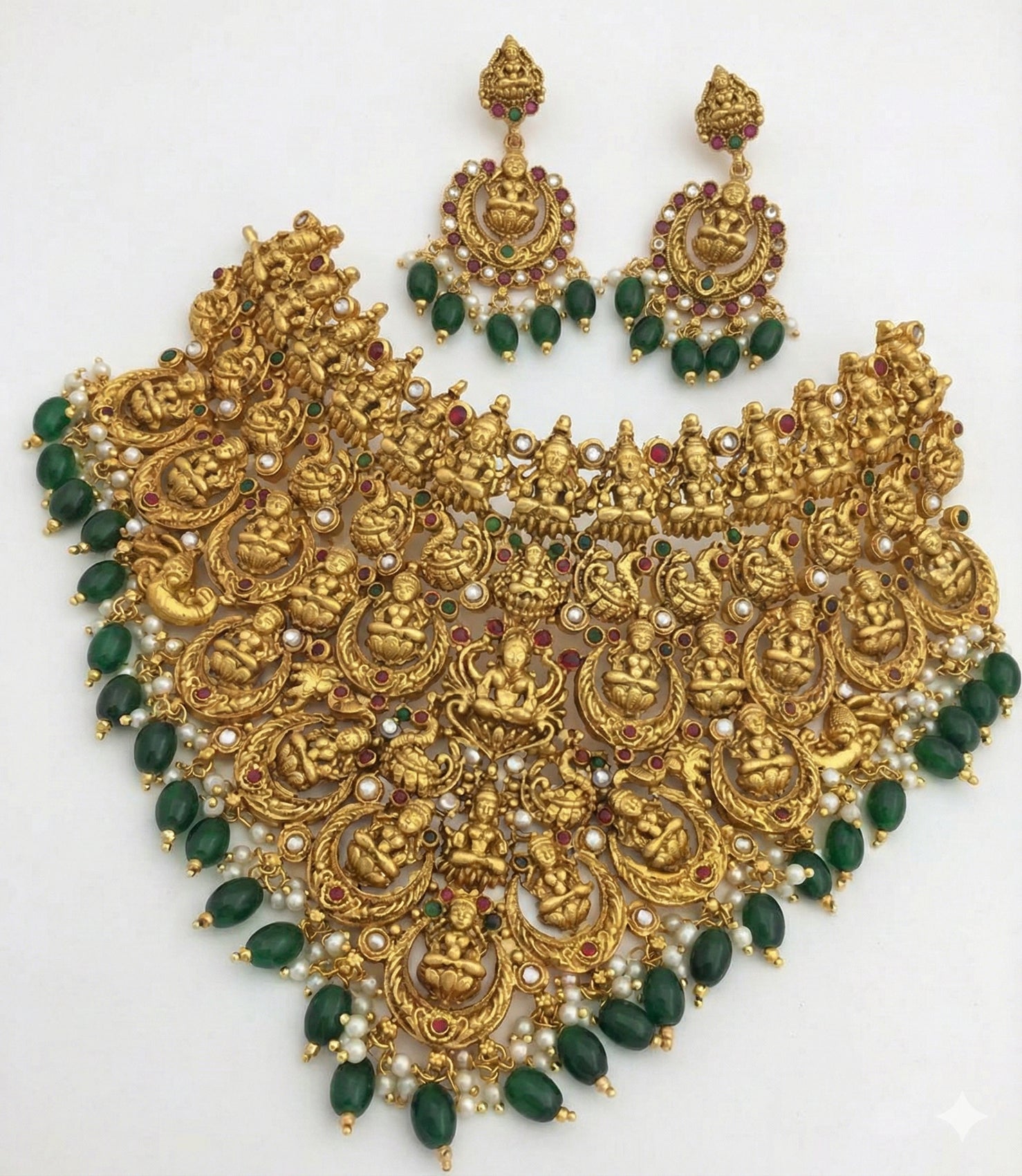 Jewel City Divine Elegance With This Exquisite Antique Gold Lakshmi Temple Necklace Set