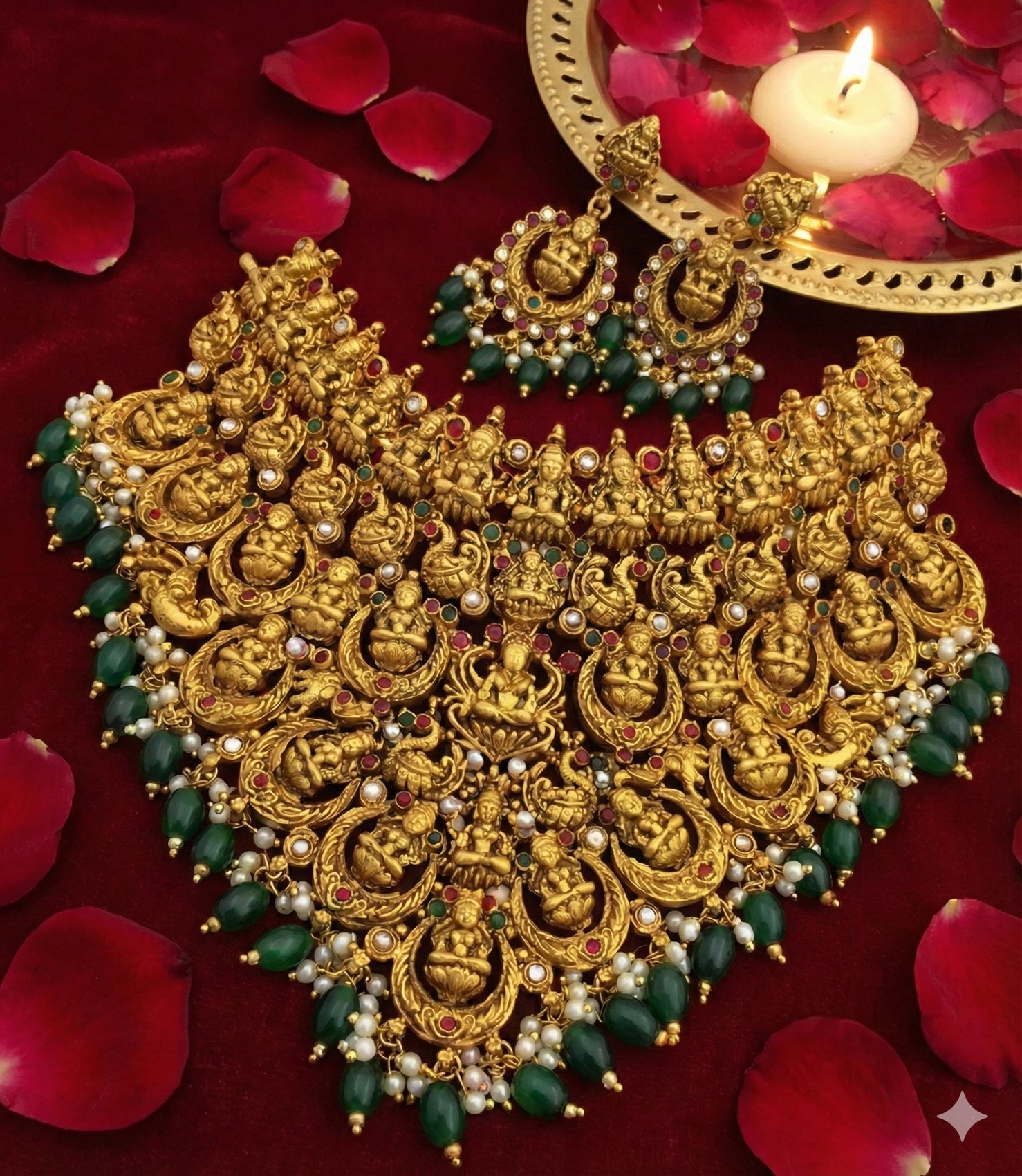 Jewel City Divine Elegance With This Exquisite Antique Gold Lakshmi Temple Necklace Set