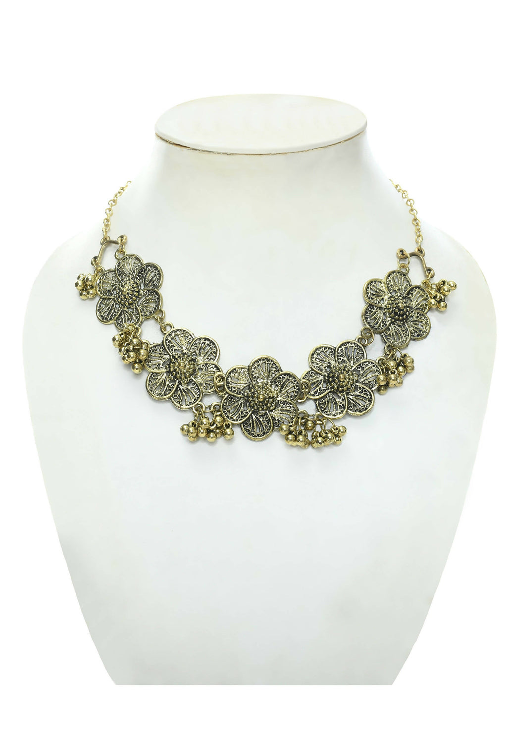 Mominos Fashion Johar Kamal Golden-Plated Brass Finish Floral Desgin Choker For Women - Distacart