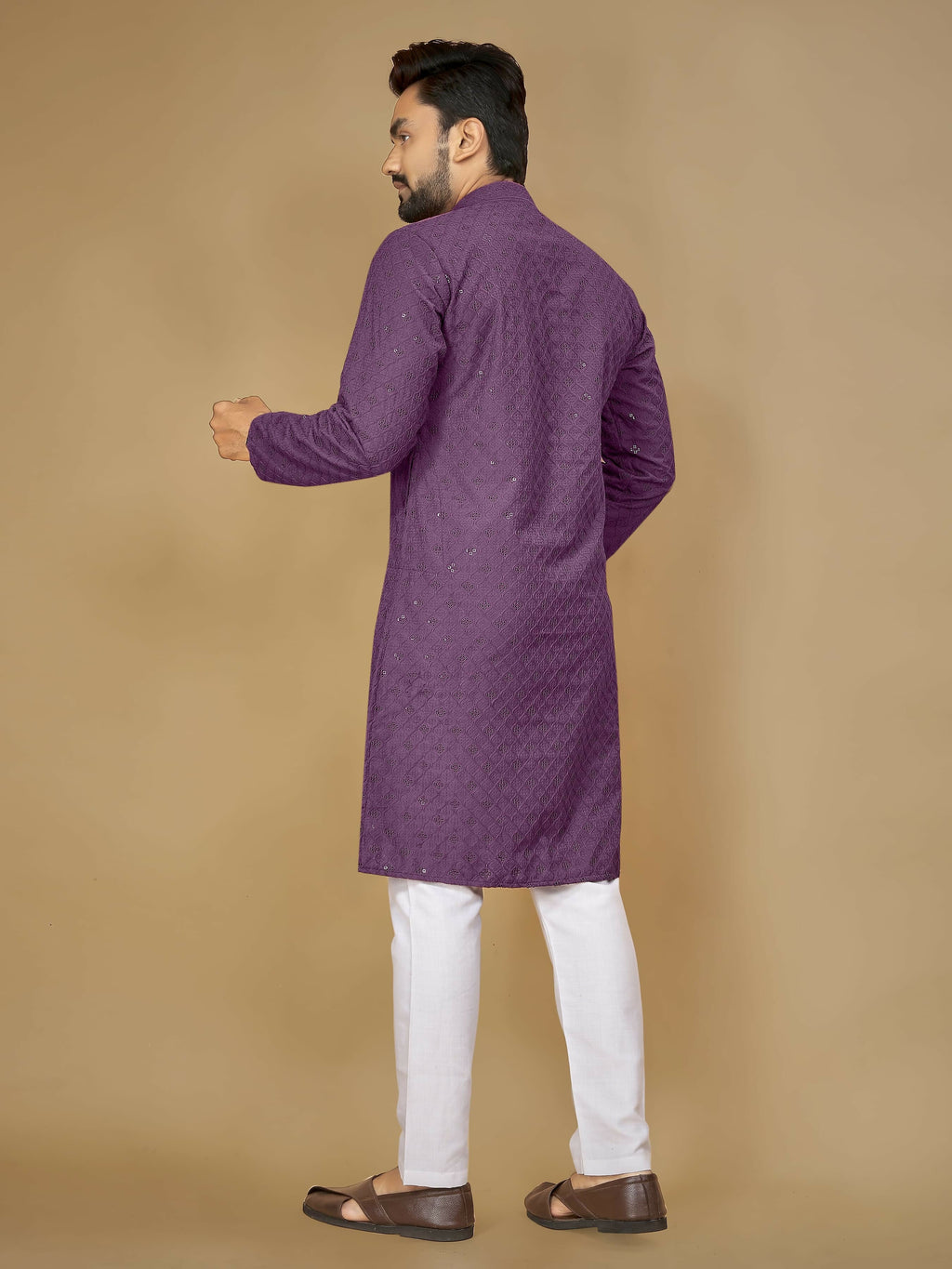 Anaita Lavender Embroidered Rayon Straight Kurta - Distacart