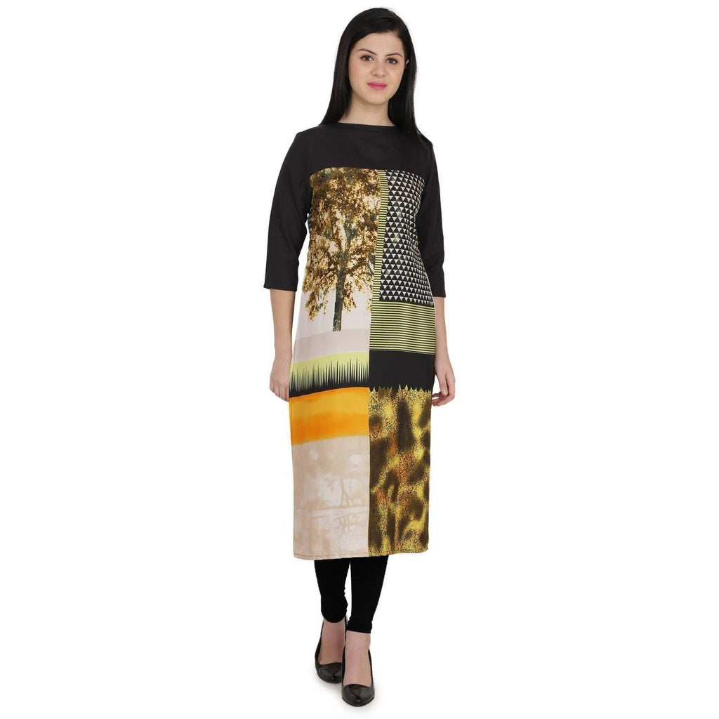Kanoor Women's Multicolour Designed Straight Kurti