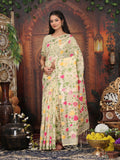 Shree Shyam Fashion Linen Cotton Cream Saree - Distacart