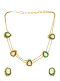Green Meenakari Antique Finish Earrings and Drop Necklace set - Ruby Raang