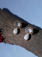 Kundan Studs with Pearl Drop (Gold) - Ruby Raang - Distacart