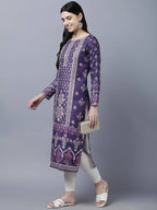 Myshka Women Purple Ethnic Motifs Printed Kurta - Distacart